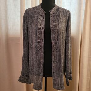 Women's Banana Republic Slate Blue And Cream, Blouse, S